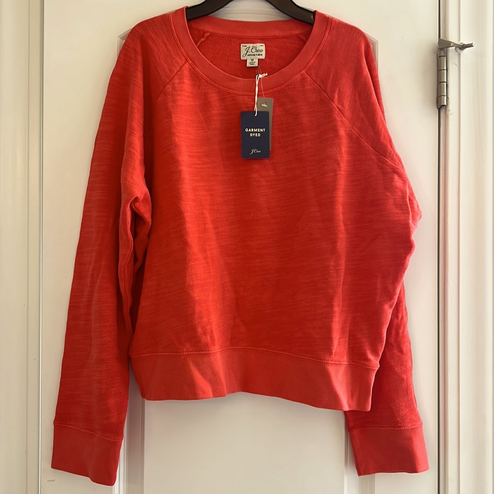 NWT J. Crew Vintage Fleece Sweatshirt, size medium, orange